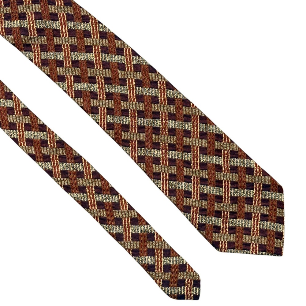 Ermenegildo Zegna Silk Tie Mens Multicolor Woven Textured Necktie Italy 59x4 NWT